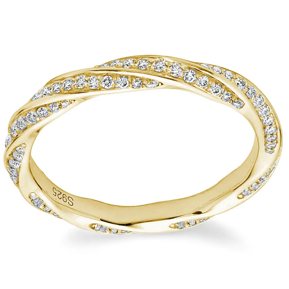Braided Wedding Ring 200 Points 18k Gold Plated Silver
