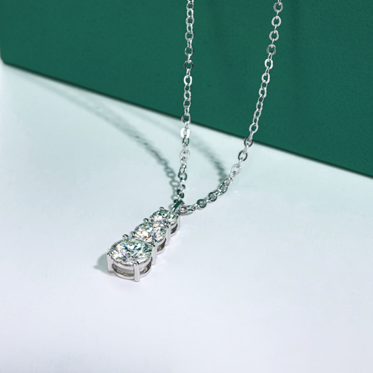 Trilogy Brilliant Moissanite Necklace
