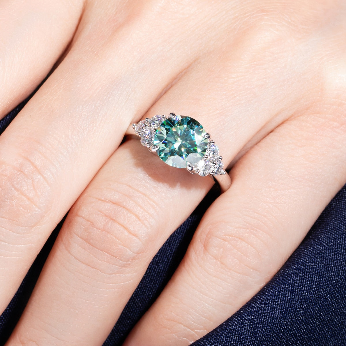 Luxury Green Moissanite Ring