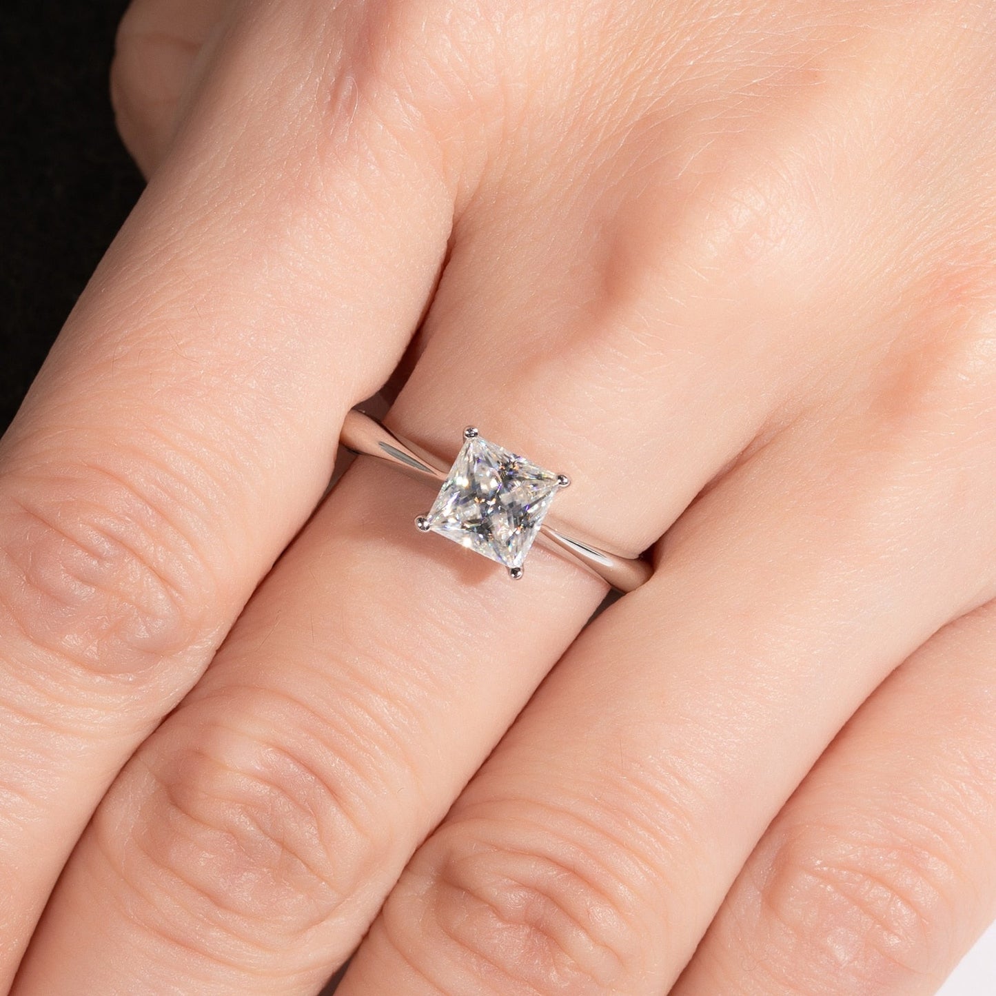 Princess Moissanite Solitaire Ring 