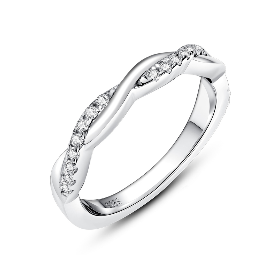 Half Cross Moissanite Wedding Ring