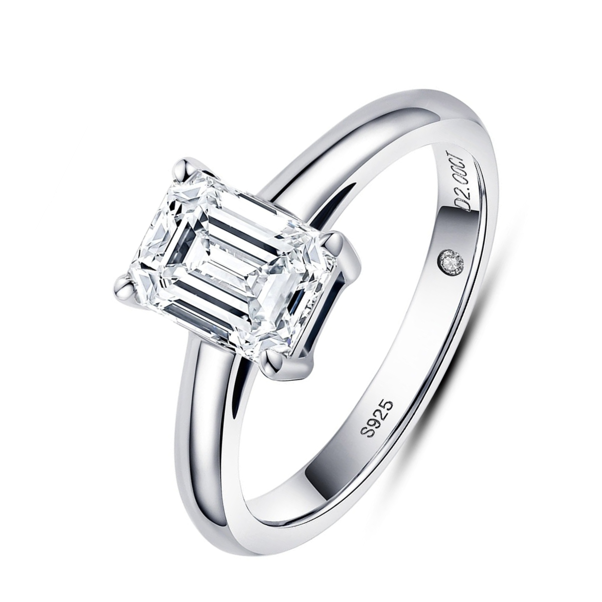 Emerald Moissanite Solitaire Ring
