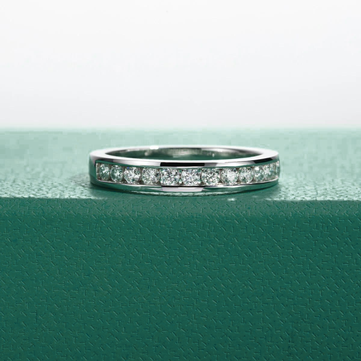 Channel Moissanite Half Ring
