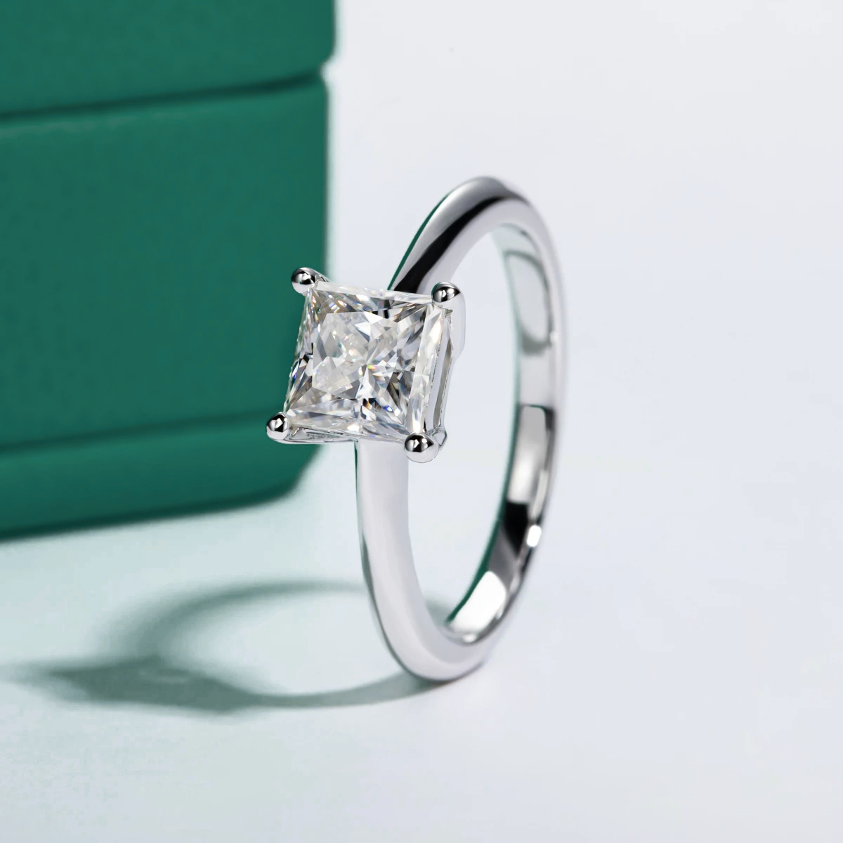 Princess Moissanite Solitaire Ring 