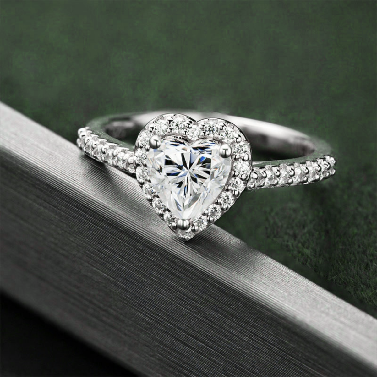 Moissanite Heart Ring