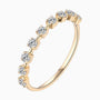 Meia aliança de moissanite com prata esterlinha banhada a ouro 18k, nove pedras, brilho excepcional.