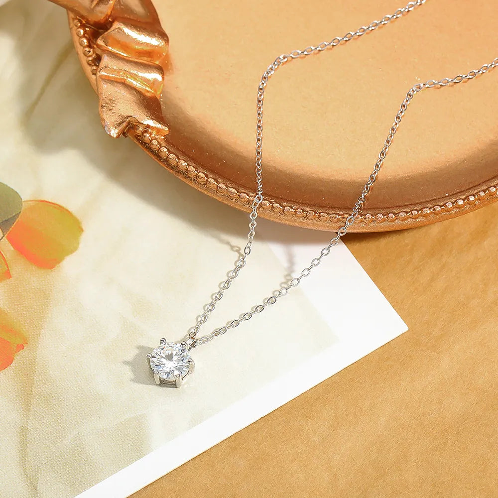 Silver Moissanite Point of Light Necklace