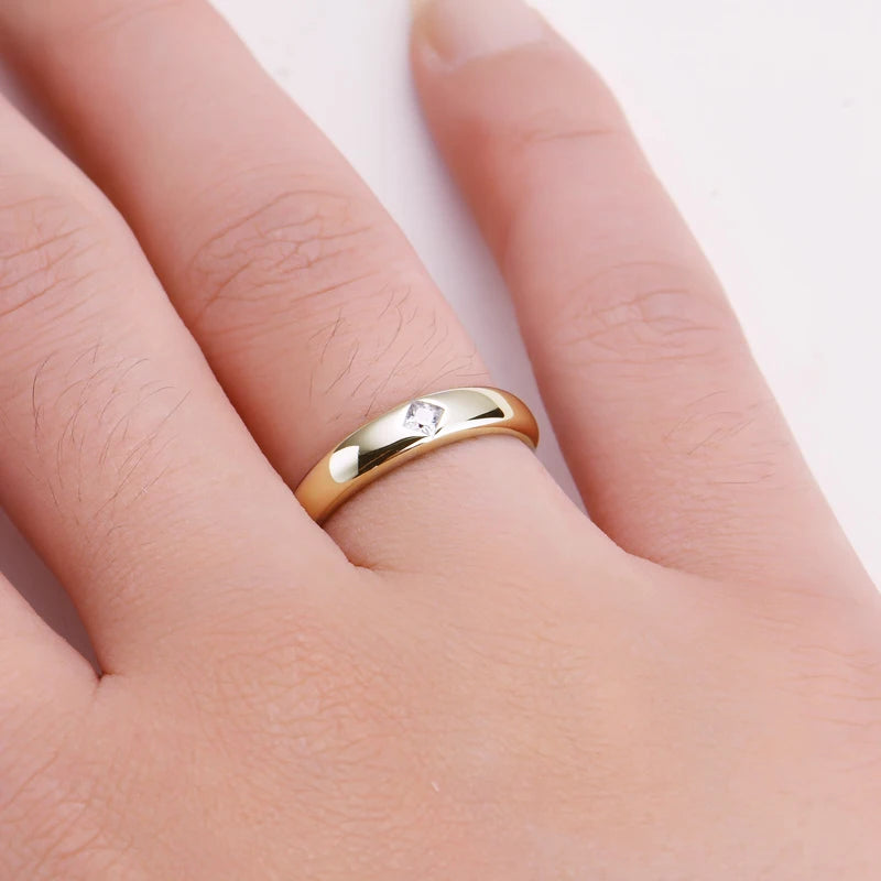 15 Points Princess Moissanite Wedding Ring Silver 14k Gold Plated
