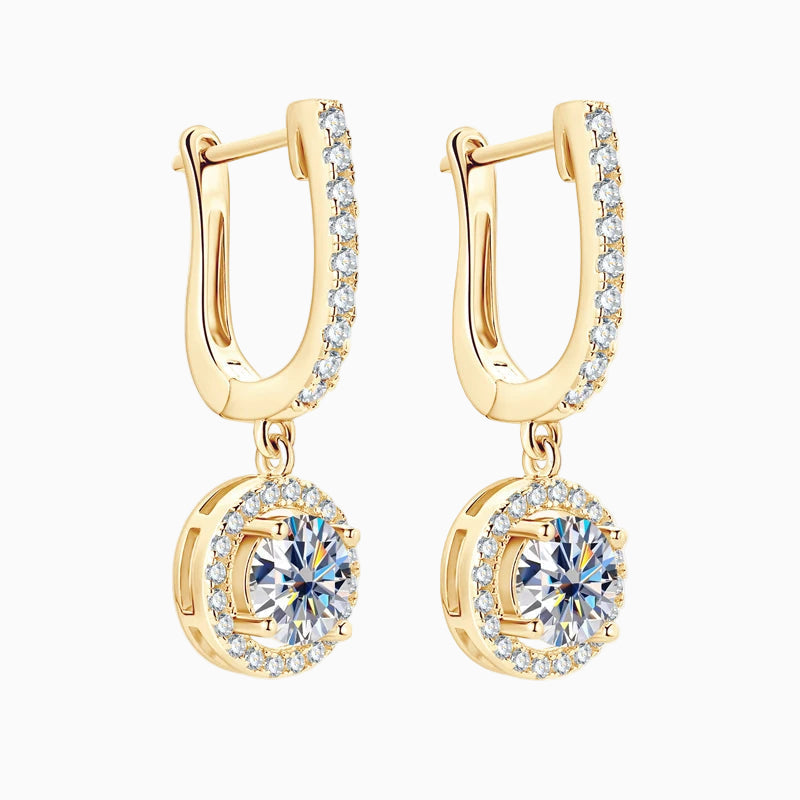 18k Gold Plated Moissanite Circular Charm Earring