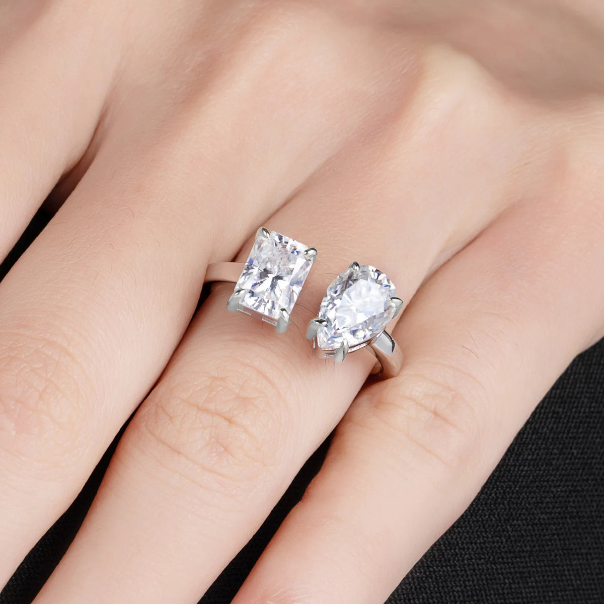 Radiant Pear Moissanite Ring 