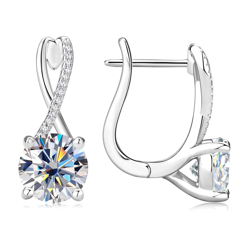 Luxury Infinity Moissanite Earring 18k Gold Plated