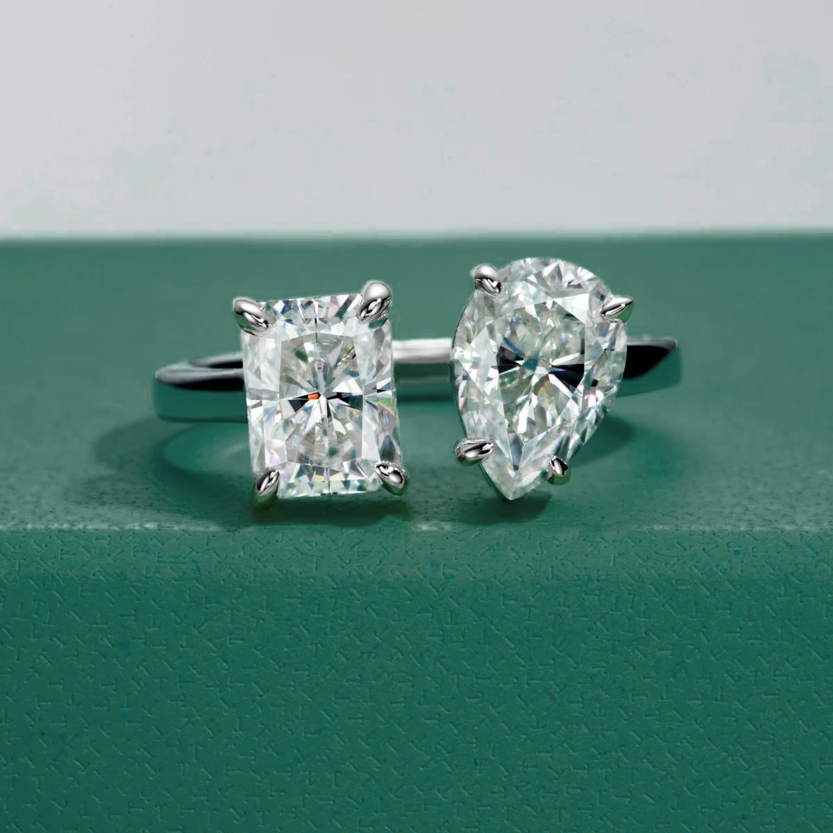 Radiant Pear Moissanite Ring 